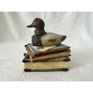 Figi Graphics 1997 Wilderness Bound Trinket Box 4" Duck Sitting on Decoy Books
